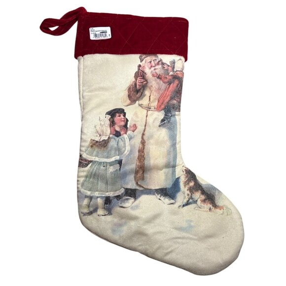 Nostalgia Christmas Stocking Santa With Children 20" Lots of Detail - Picture 1 of 6